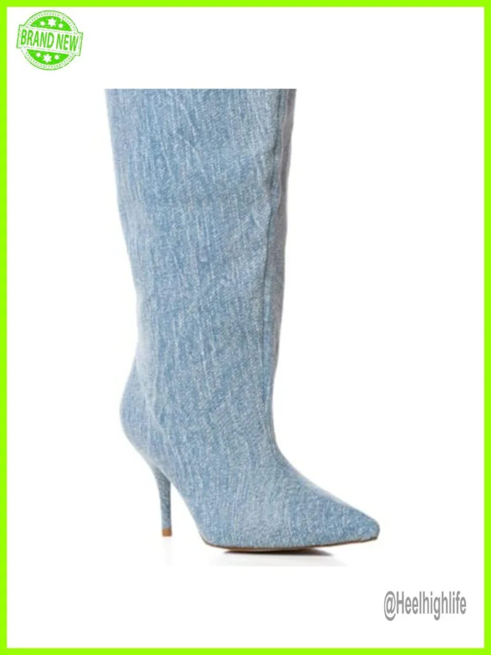 Wide Calf Thigh High Heeled Boots Stiletto Cone Heel Pointed Toe Pull On